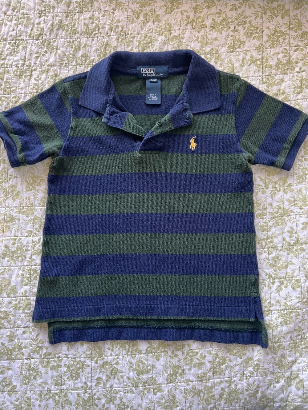 Polo by Ralph Lauren Navy & Forest Green Striped Polo Shirt